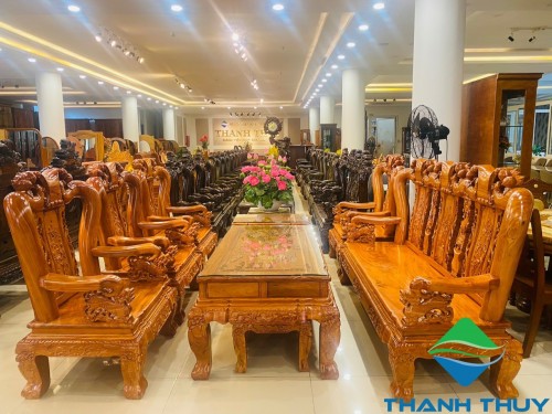 BỘ SALON CHẠM ĐÀO GỖ HƯƠNG ĐÁ TT - HĐ017